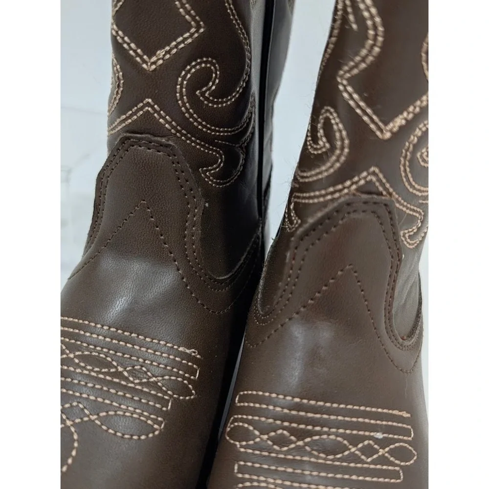 Canyon Trails Toddler Cowboy Boots Brown Faux Leather Sz 9M CT-101-BRN Excellent